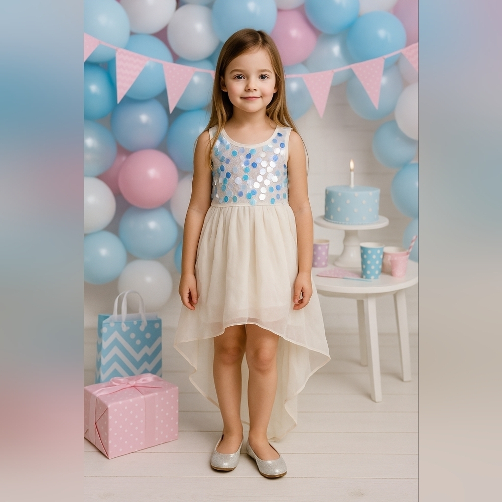 RMLA White Giant Iridescent Sequin Dress